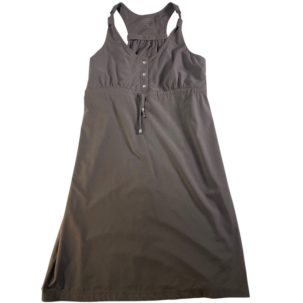 Athleta Dress Womens Brown Racerback Henley Drawstring Sporty Active 4